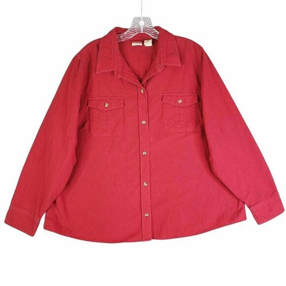 LL Bean Button Down Shirt Long Sleeve Women’s Plus Size 2X Red Cotton - Picture 2 of 9